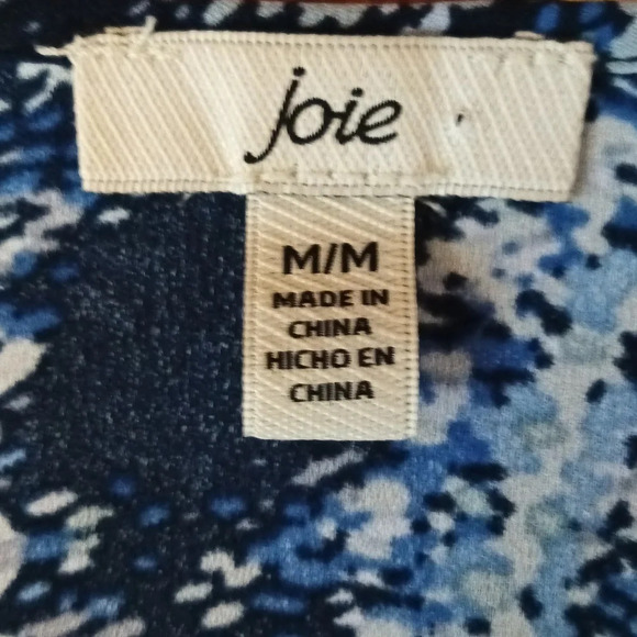 Joie boho Parisian paisley printed blue peasant elastic ruffle sleeves medium - Picture 9 of 10